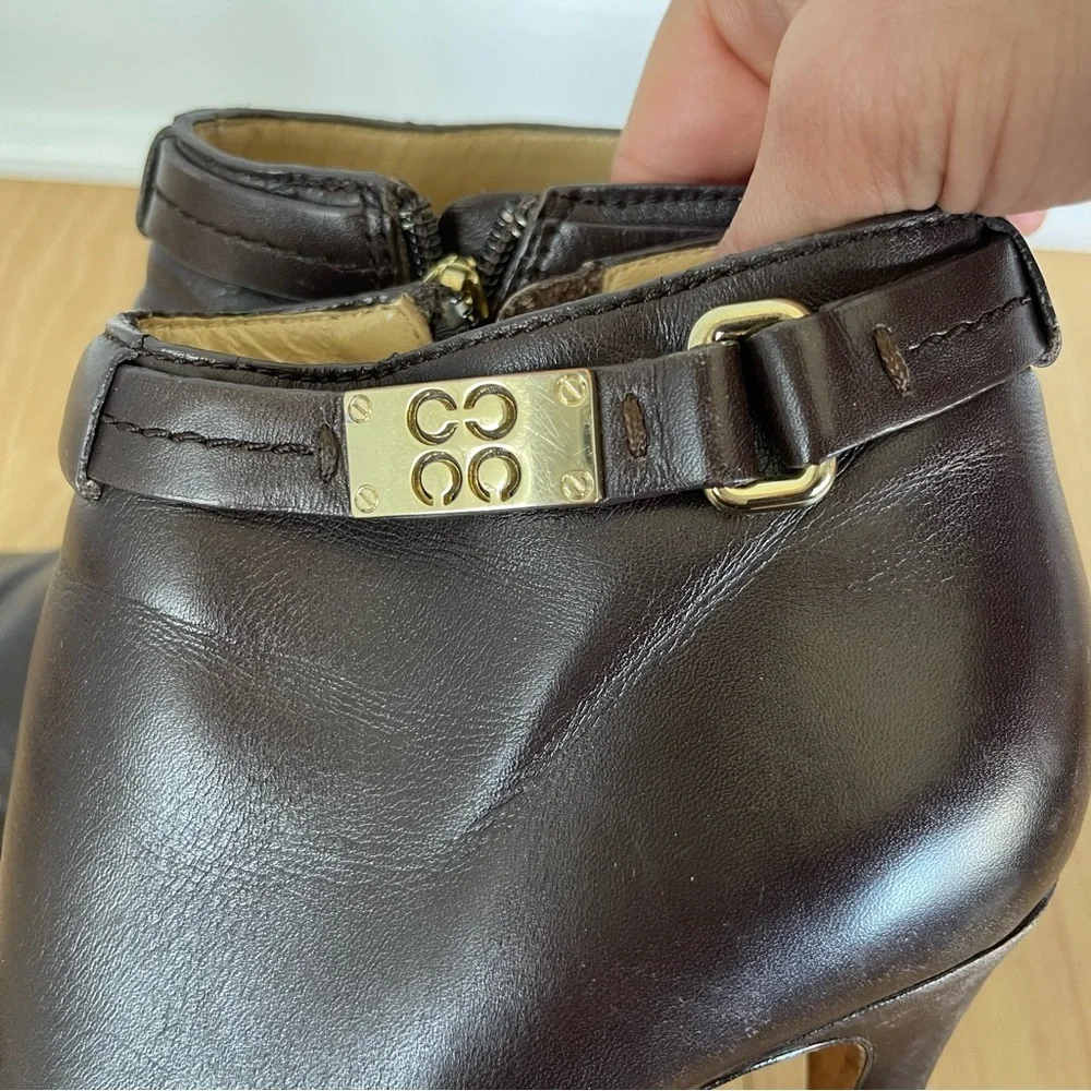Coach Brown Biancca Bootie Soft Calf Leather Round Toe Boot Stiletto Shoe